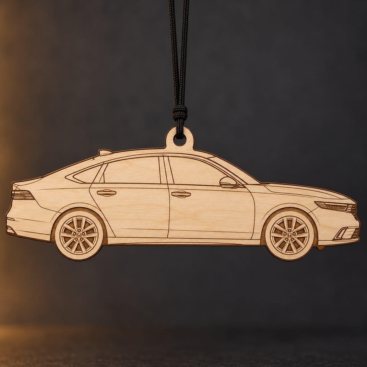 2024 Honda Accord Sedan flat Birch Ply ornament with brown laser-engraved outlines