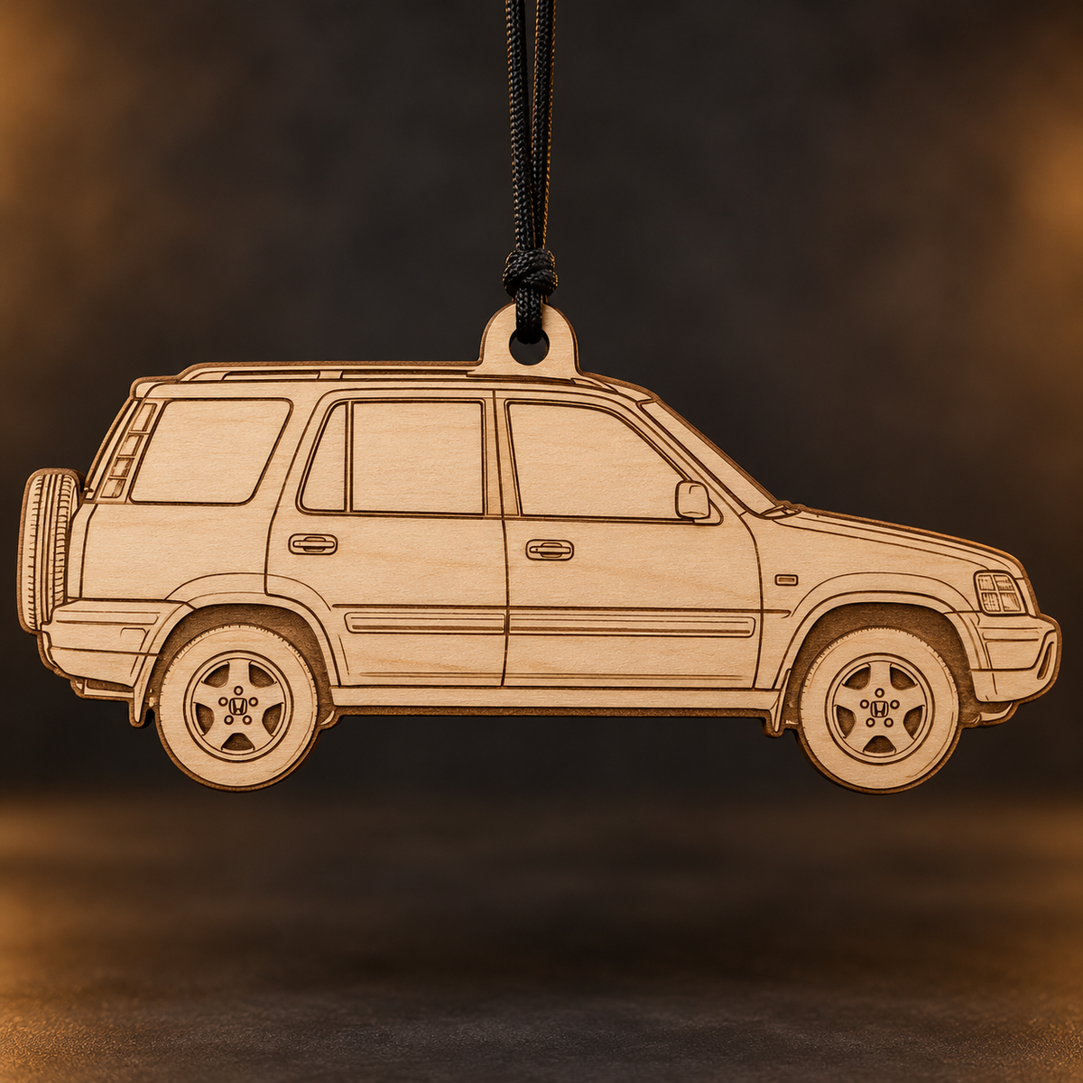 1999 Honda CR-V SUV flat Birch Ply ornament with brown laser-engraved outlines
