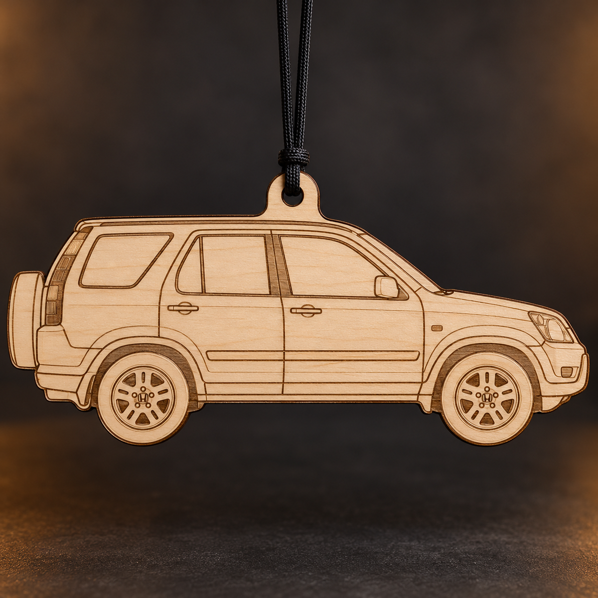 2004 Honda CR-V SUV flat Birch Ply ornament with brown laser-engraved outlines