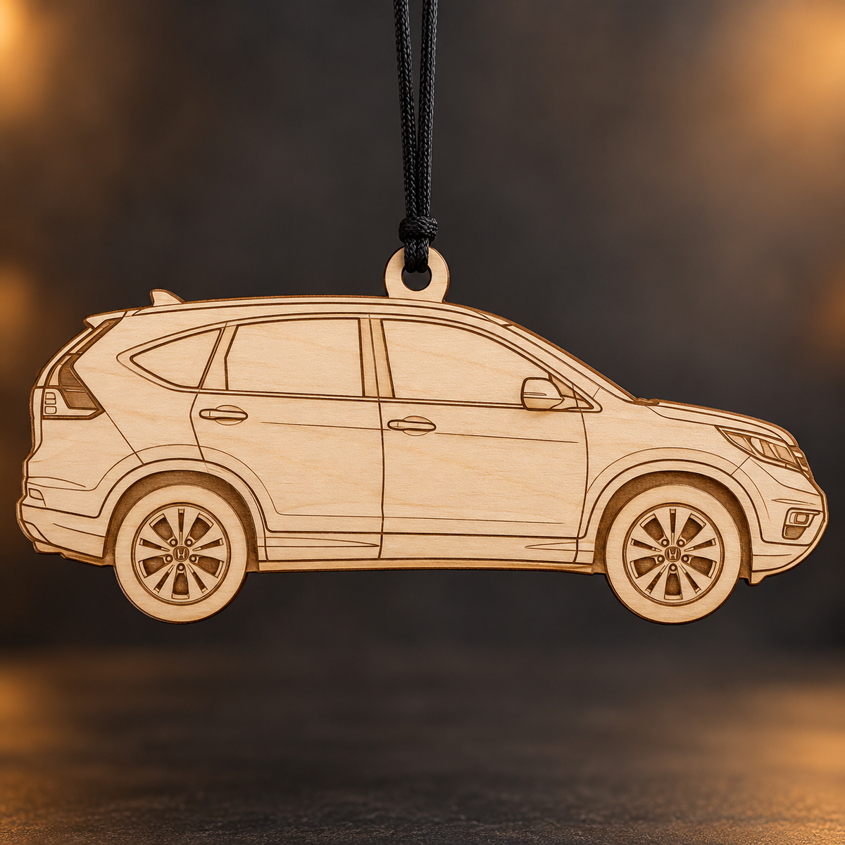 2014 Honda CR-V SUV flat Birch Ply ornament with brown laser-engraved outlines