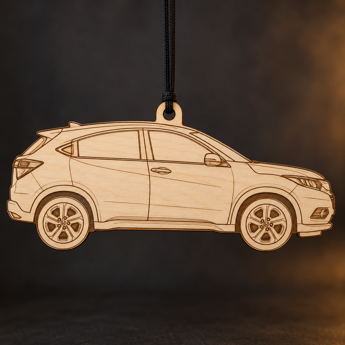 2018 Honda HR-V Crossover flat Birch Ply ornament with brown laser-engraved outlines