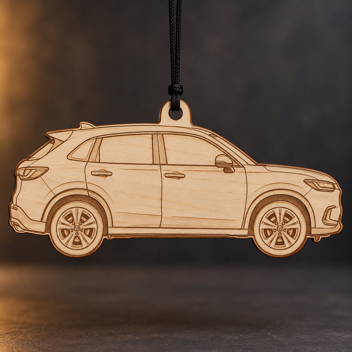 2024 Honda HR-V Crossover flat Birch Ply ornament with brown laser-engraved outlines