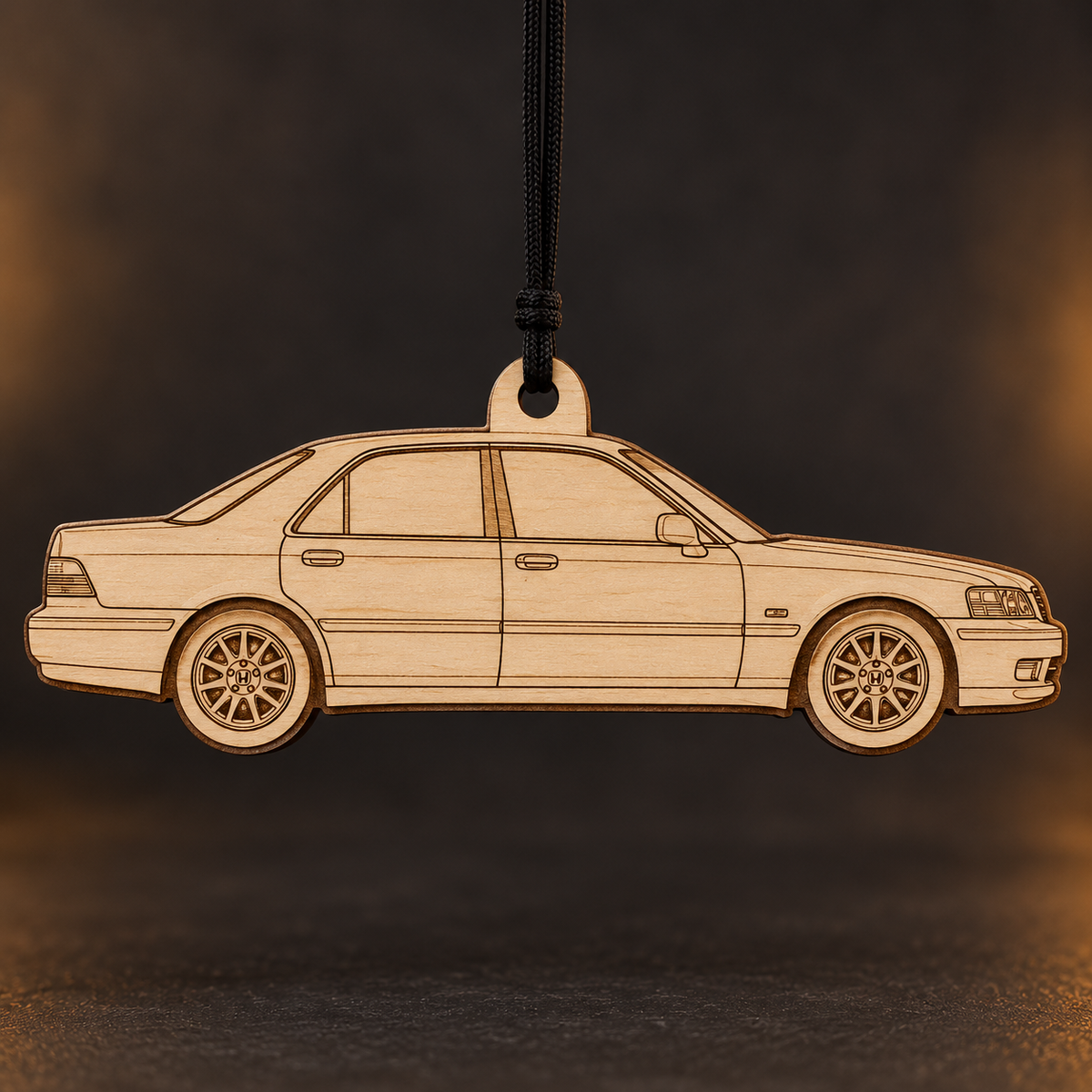 1998 Honda Legend Sedan flat Birch Ply ornament with brown laser-engraved outlines