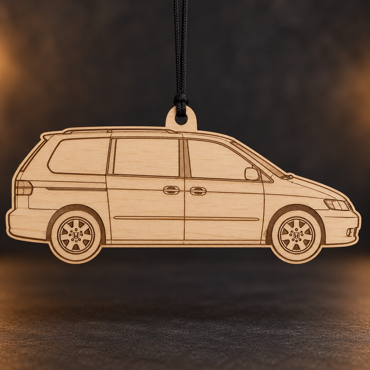 2003 Honda Odyssey Minivan flat Birch Ply ornament with brown laser-engraved outlines