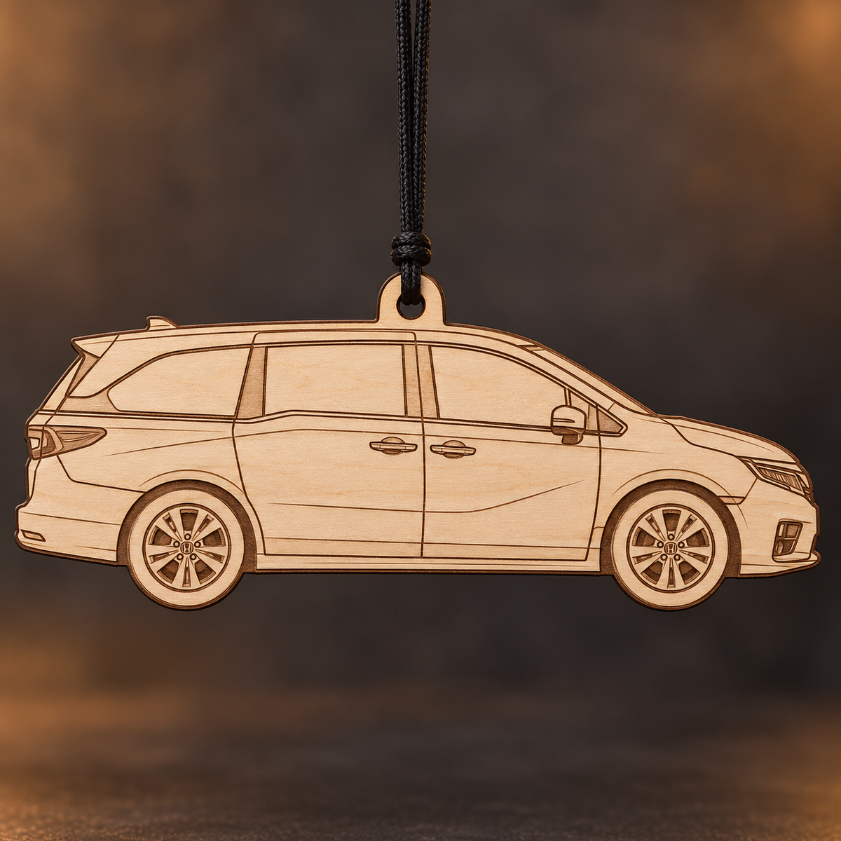 2022 Honda Odyssey Minivan flat Birch Ply ornament with brown laser-engraved outlines