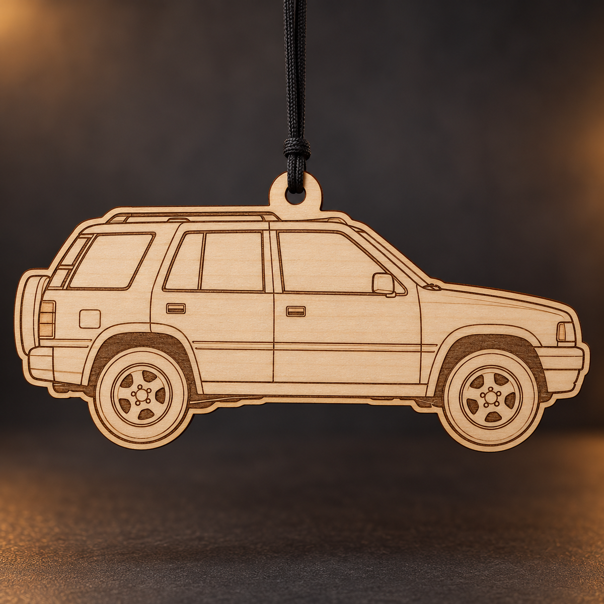 1995 Honda Passport SUV flat Birch Ply ornament with brown laser-engraved outlines