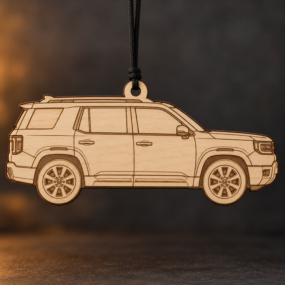 2026 Honda Passport SUV flat Birch Ply ornament with brown laser-engraved outlines