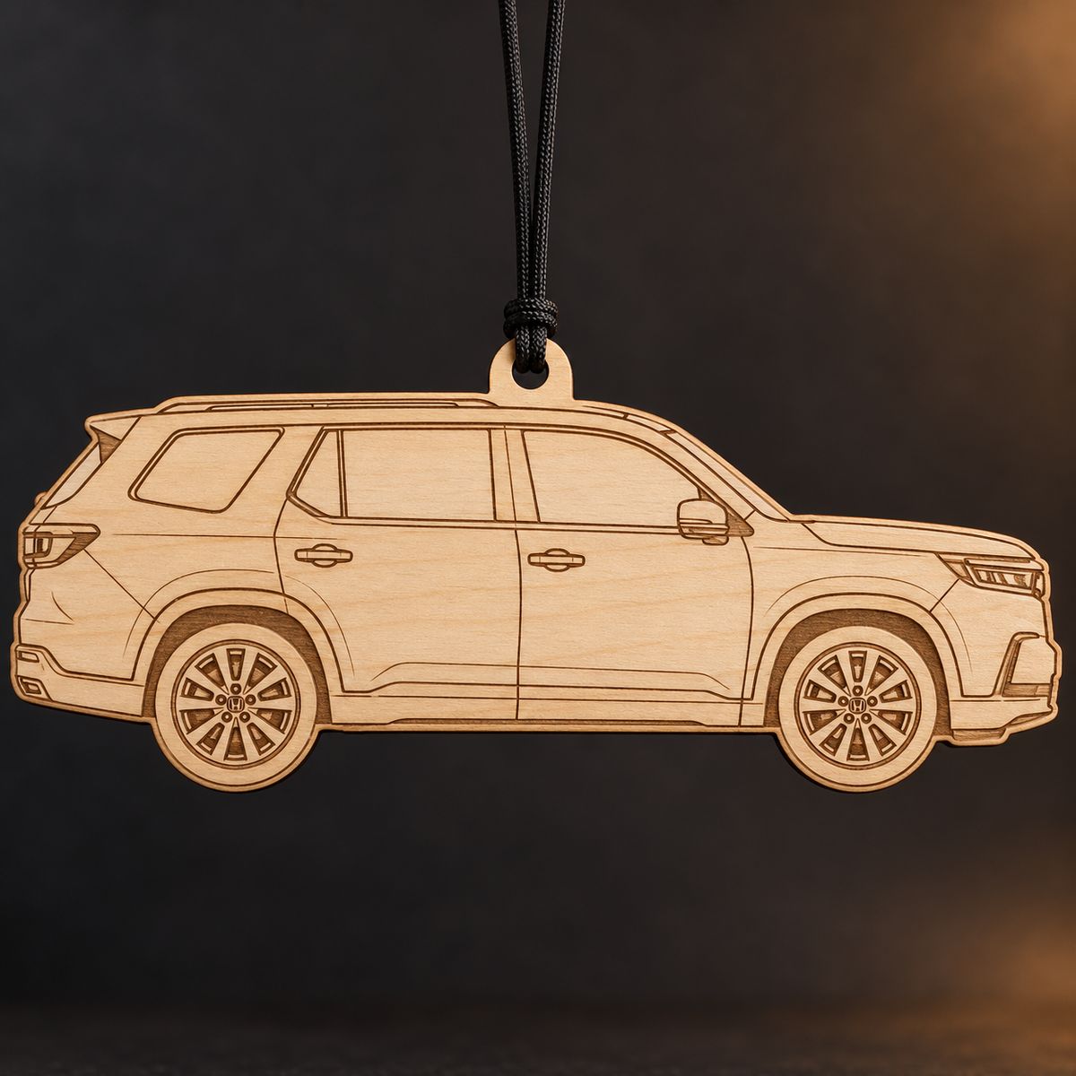 2024 Honda Pilot SUV flat Birch Ply ornament with brown laser-engraved outlines