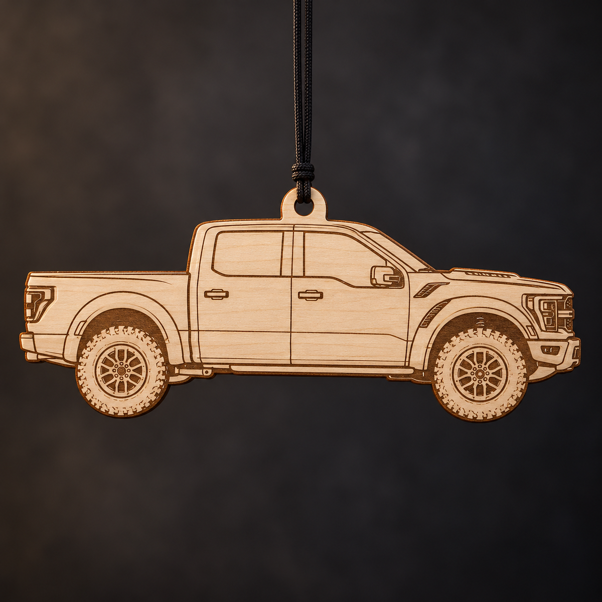 2023 Ford F-150 Raptor R Pickup flat Birch Ply ornament with brown laser-engraved outlines