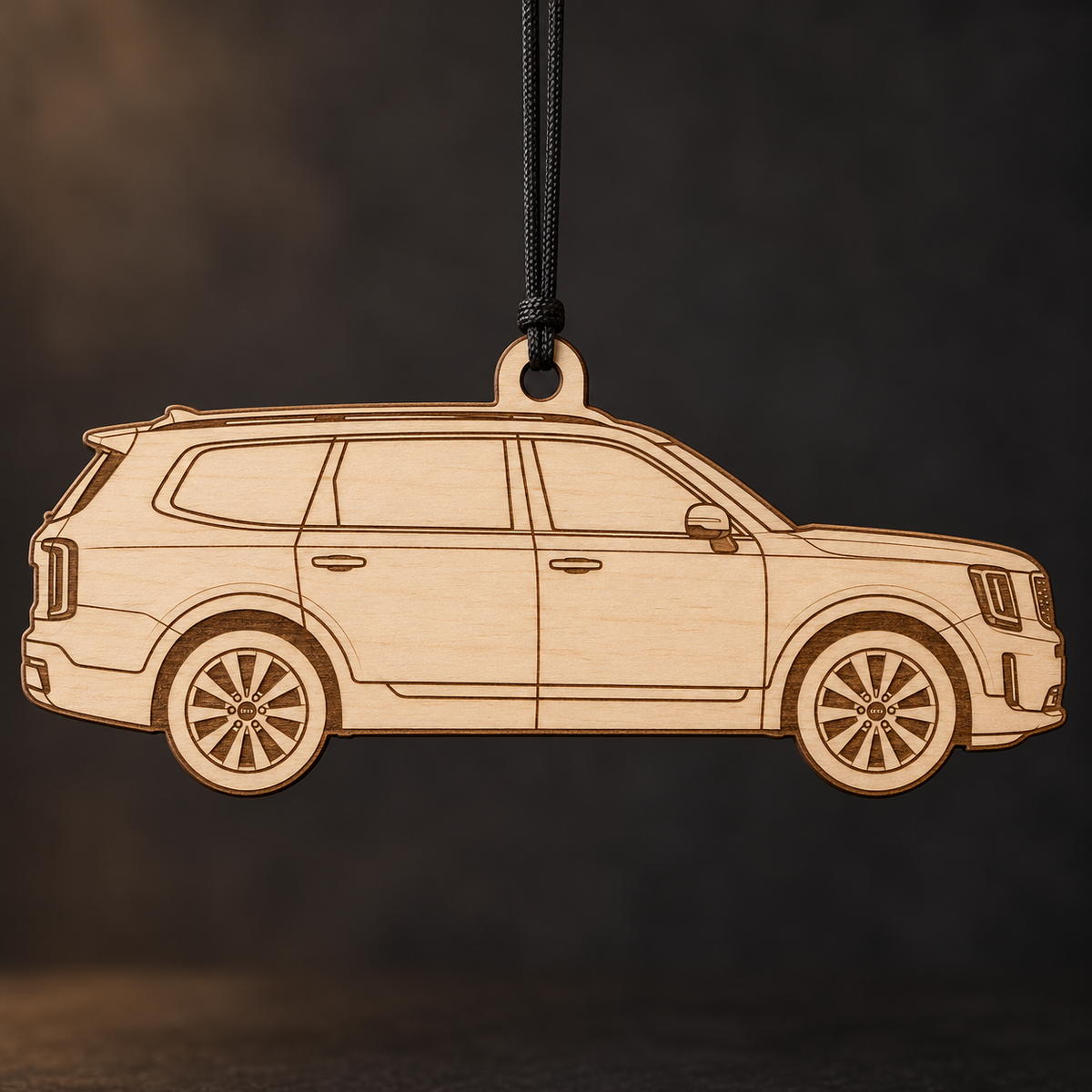 2023 Kia Telluride SUV flat Birch Ply ornament with brown laser-engraved outlines