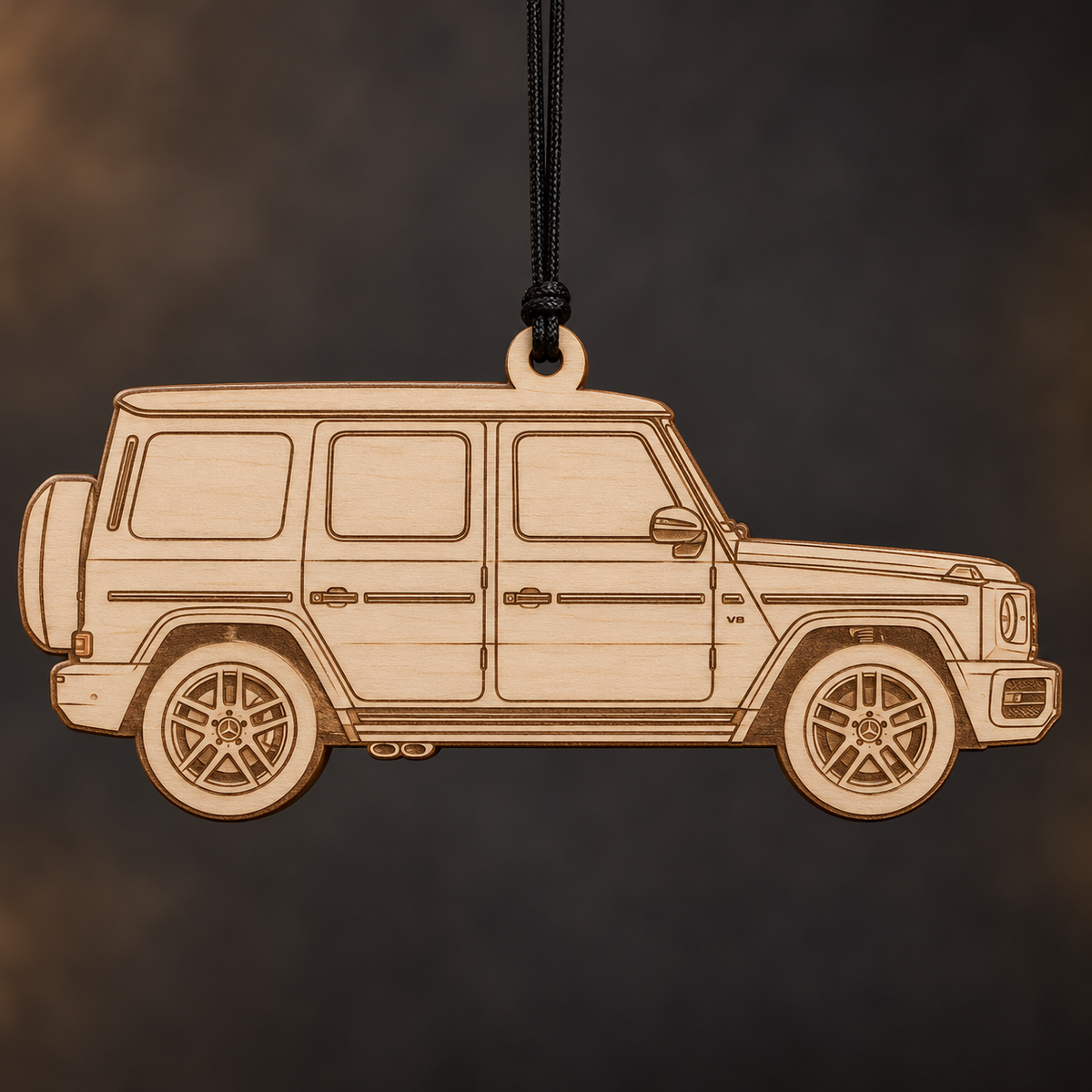 2019 Mercedes-Benz G-Class SUV flat Birch Ply ornament with brown laser-engraved outlines