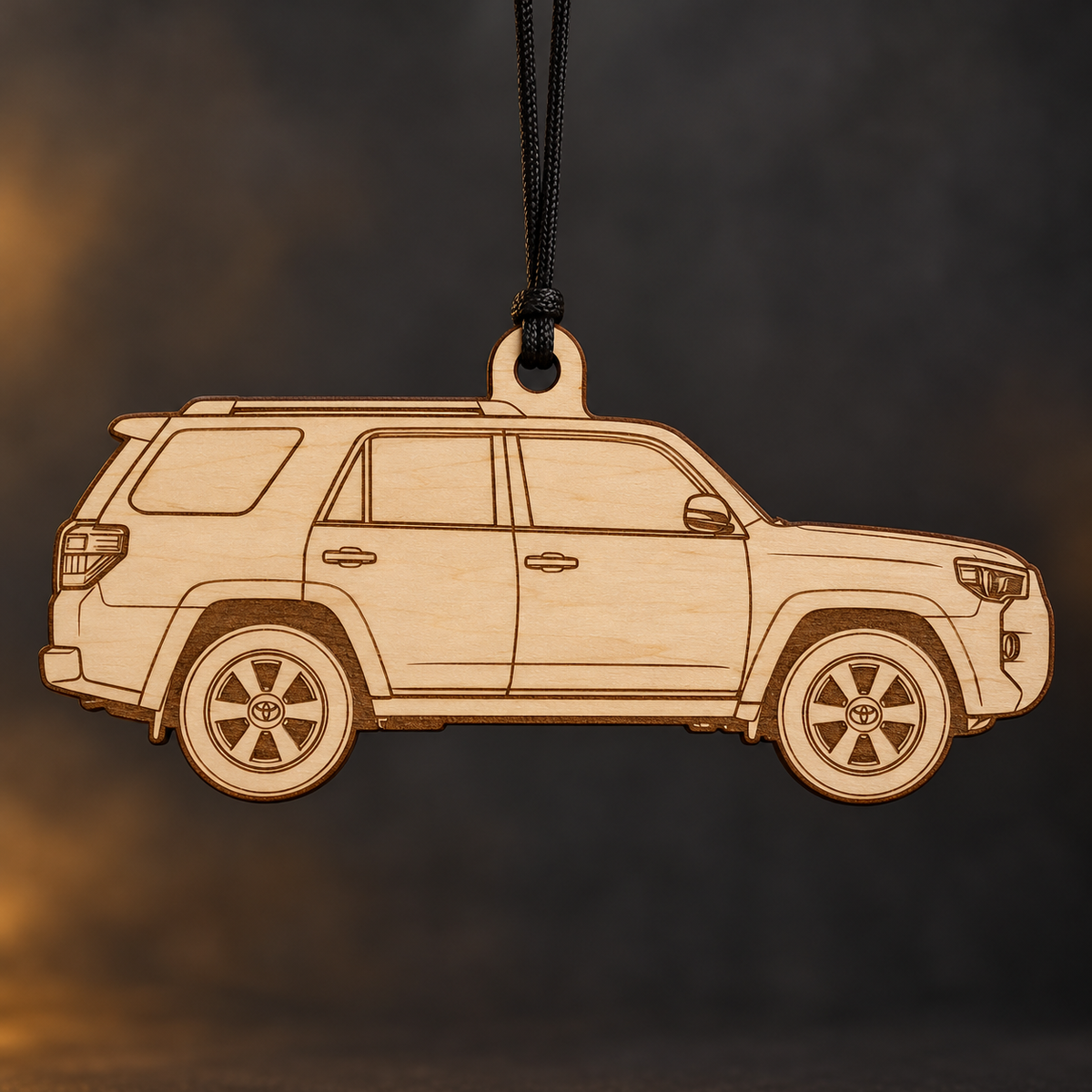 2020 Toyota 4Runner SUV flat Birch Ply ornament with brown laser-engraved outlines