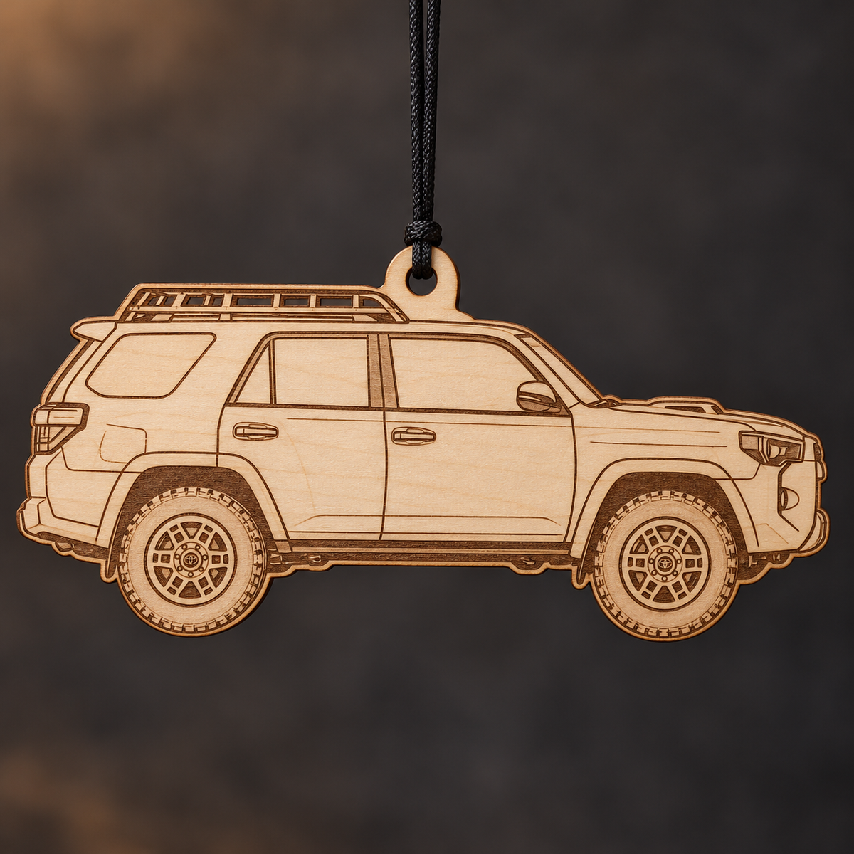 2021–2024 Toyota 4Runner TRD Pro SUV flat Birch Ply ornament with brown laser-engraved outlines