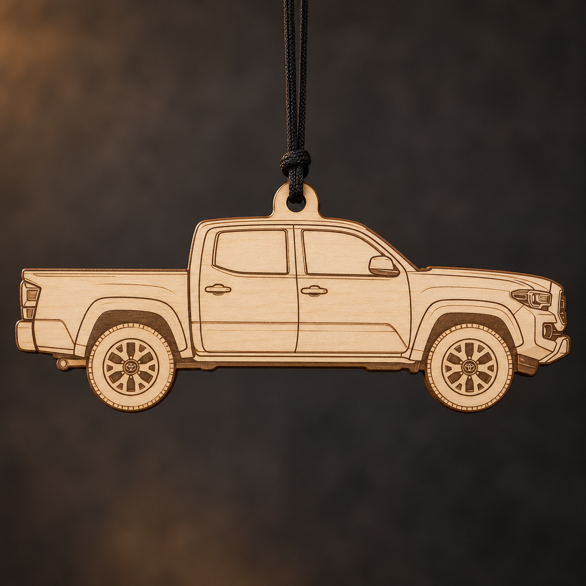 2021 Toyota Tacoma Pickup flat Birch Ply ornament with brown laser-engraved outlines