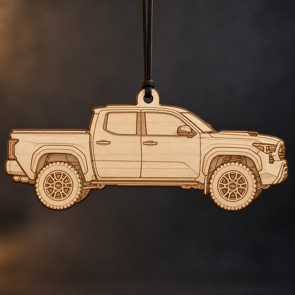 2024–2025 Toyota Tacoma TRD Pro Pickup flat Birch Ply ornament with brown laser-engraved outlines